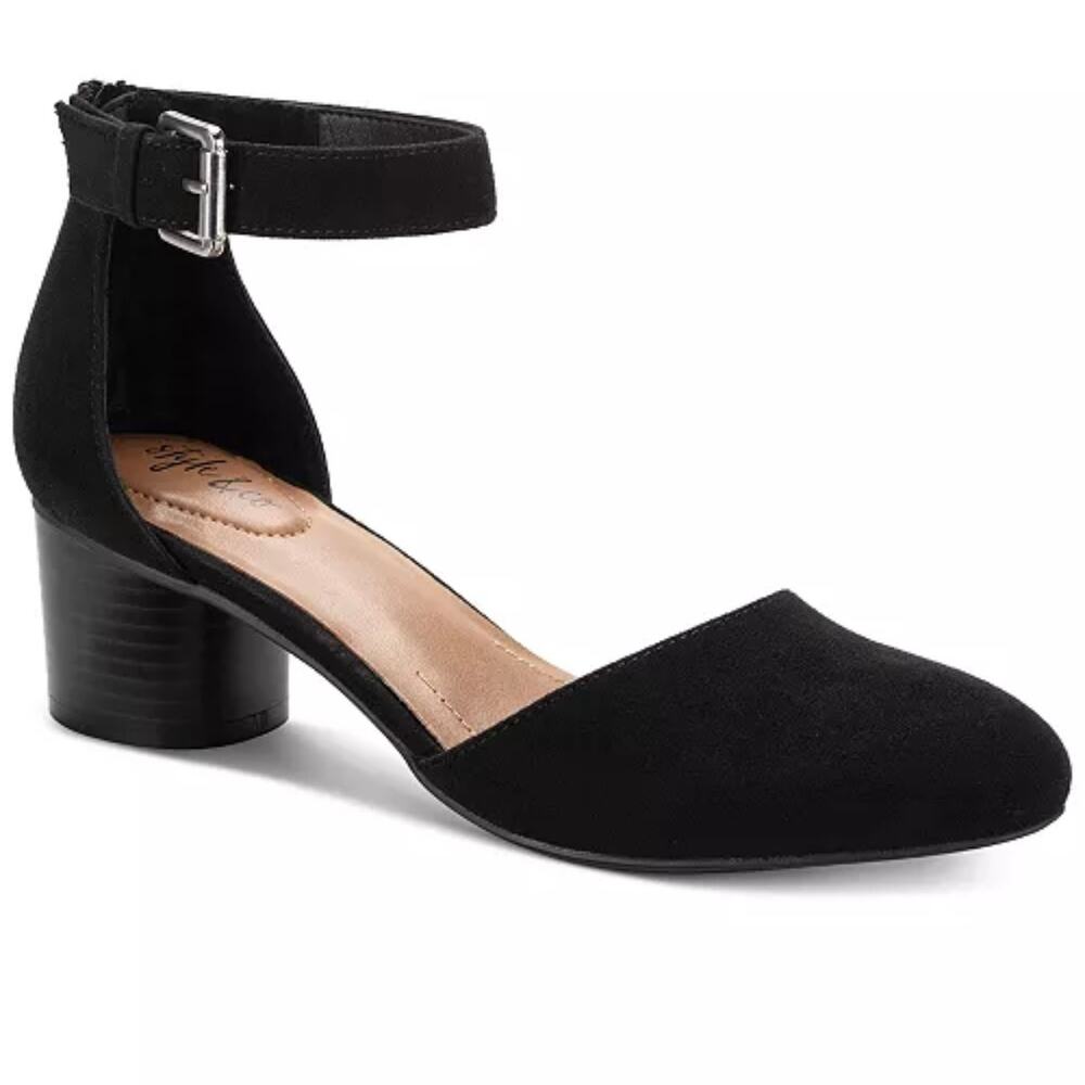 STYLE & CO ALINNA STACKED BLOCK HEEL DRESS PUMPS IN‎ BLACK NWOB WOMEN'S SIZE 8M